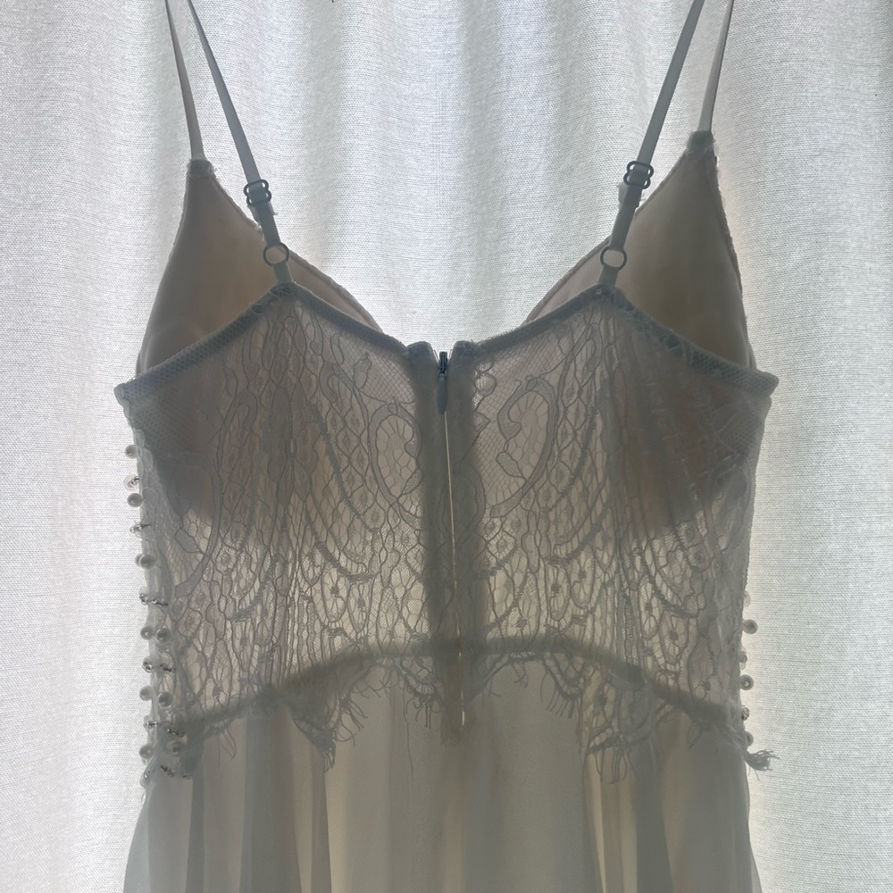 Lulu’s Forever Devoted White Beaded Pearl Chiffon Maxi Dress - Picture 4 of 4